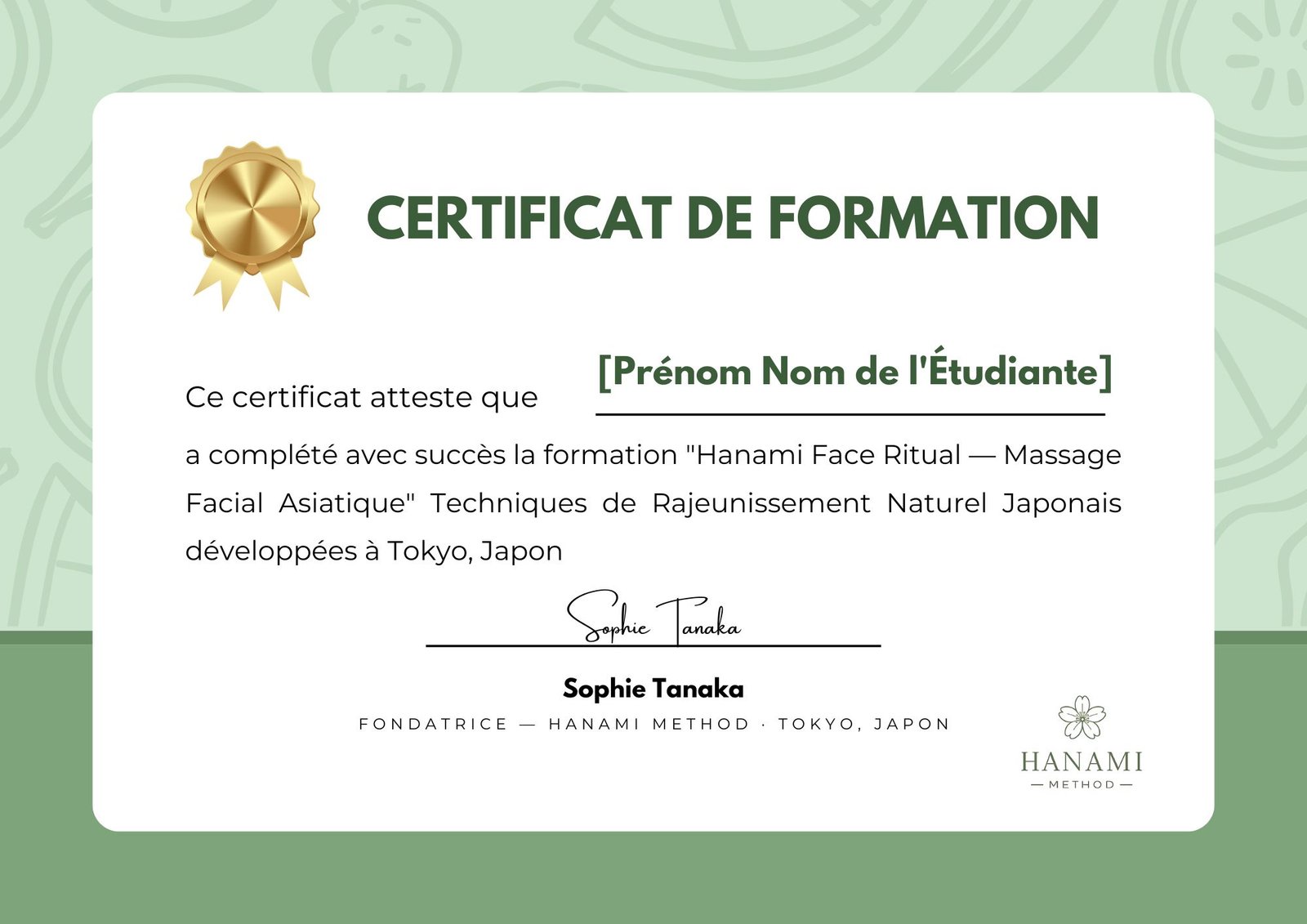 Certificat de Formation Hanami Face Ritual